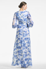 Galina Dress - Azure Watercolor Floral - Final Sale