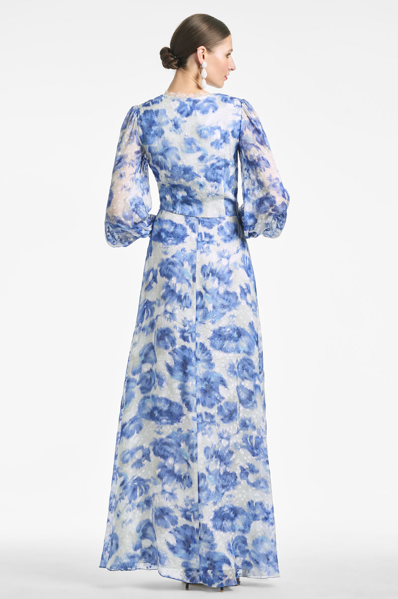 Galina Dress - Azure Watercolor Floral
