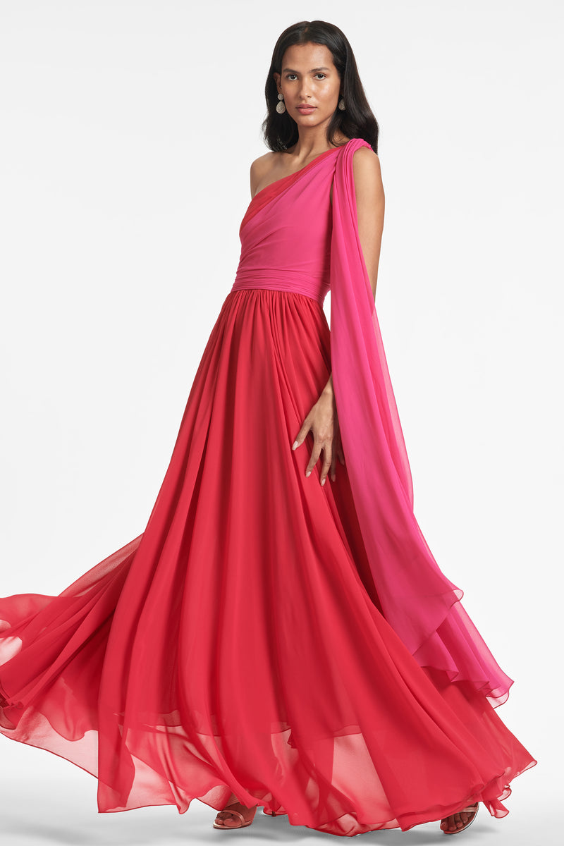 Fuchsia Pink Long Formal Prom Pageant Evening Wedding Gown Gala Dress L 10  | eBay