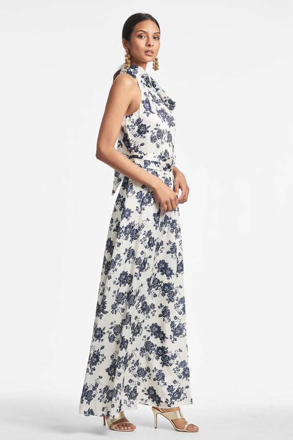 Kayla Gown - Ivory & Navy Peony