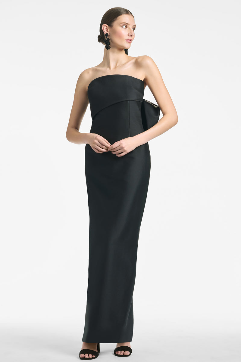 Marchesa Notte SLEEVELESS BEADED CHARMEUSE COLUMN GOWN WITH CUT OUT -  Cocktail dress / Party dress - black - Zalando.co.uk