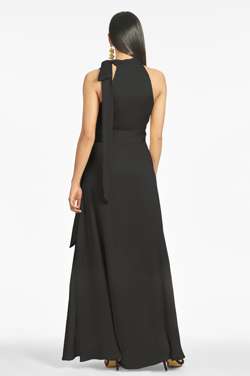 Oceane Cut Out Halter Neck Floor Length Maxi Dress in Black