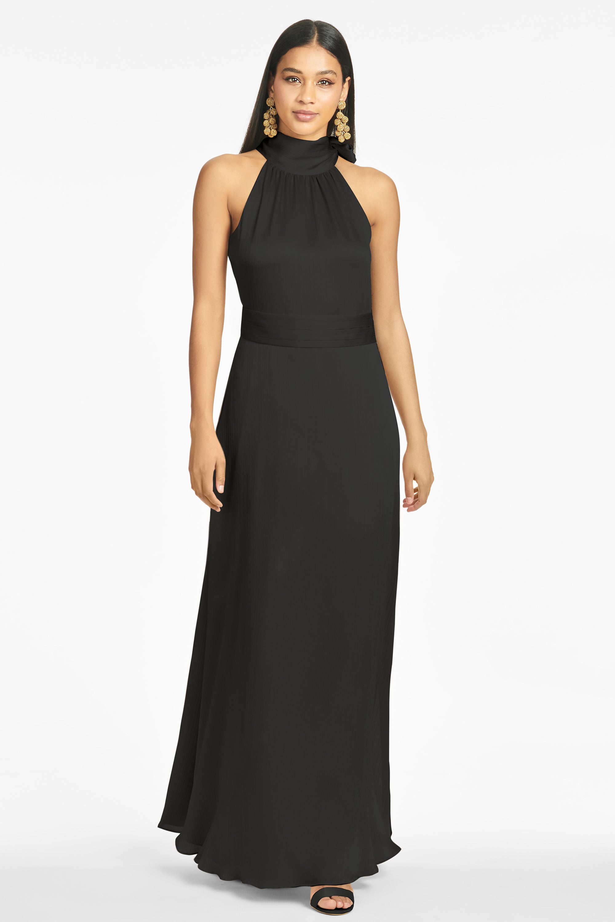 Oceane Cut Out Halter Neck Floor Length Maxi Dress in Black