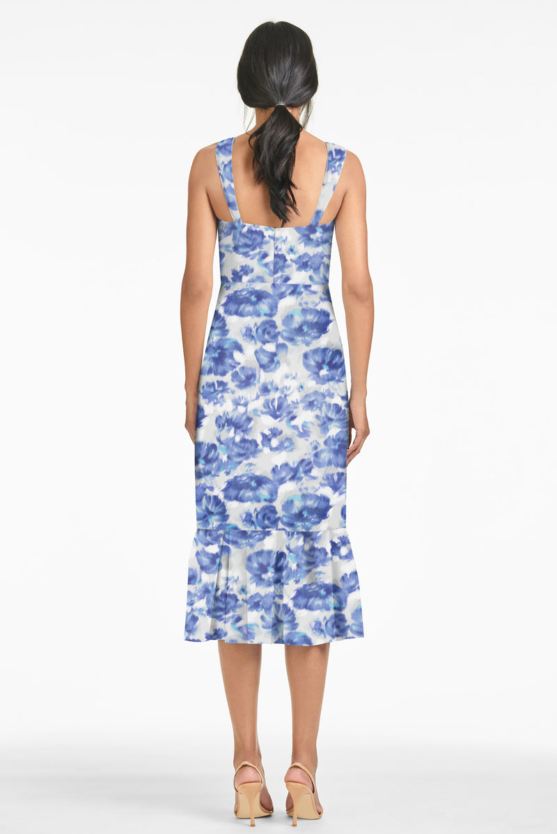 Laura Dress - Azure Watercolor Floral - Final Sale
