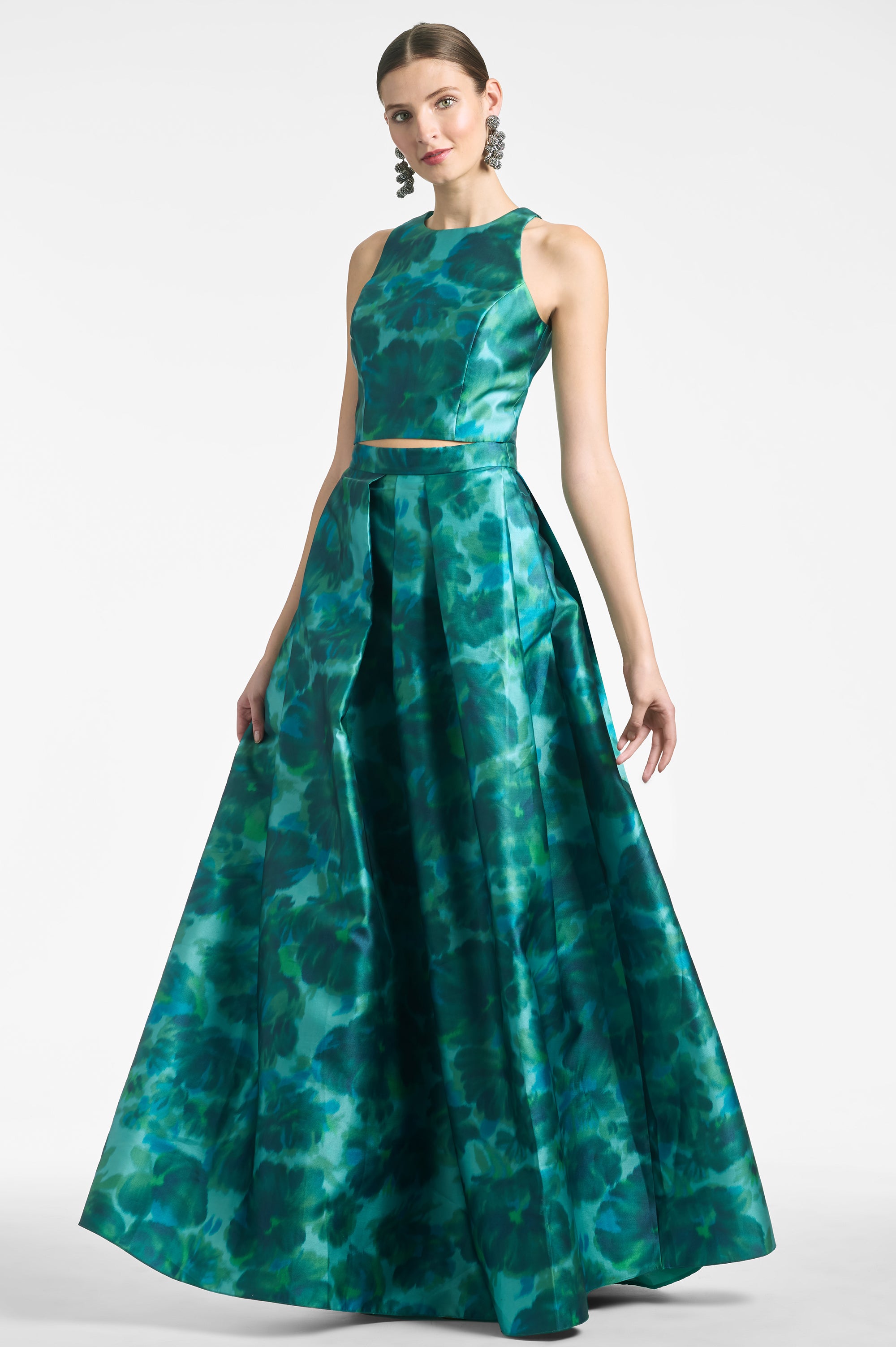 Lexie Top - Emerald Watercolor Floral