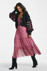 Dalia Dress - Aztec Motifs Pink Burgundy - Final Sale