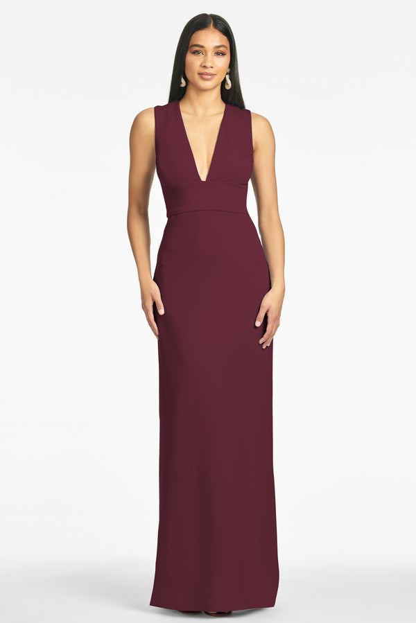 Loretta 4-Way Stretch Crepe Gown - Deep Wine - Final Sale