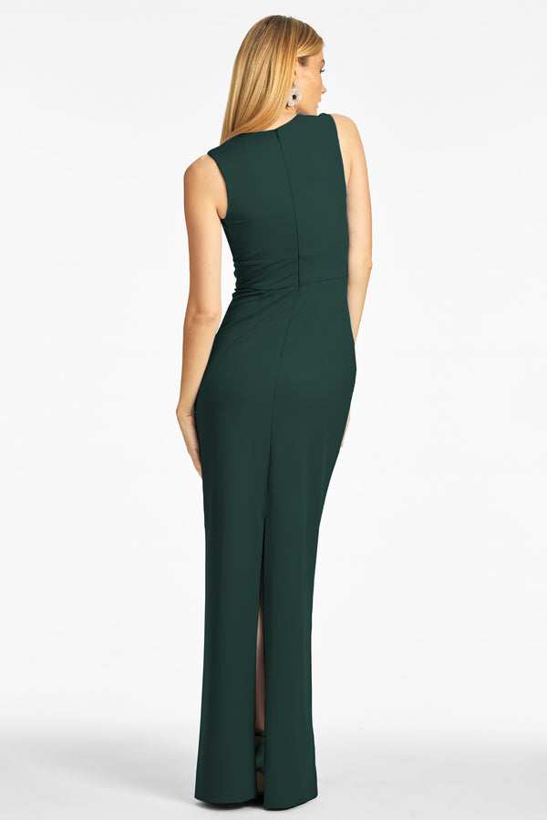 Loretta 4-Way Stretch Crepe Gown - Emerald
