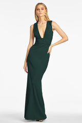 Loretta 4-Way Stretch Crepe Gown - Emerald