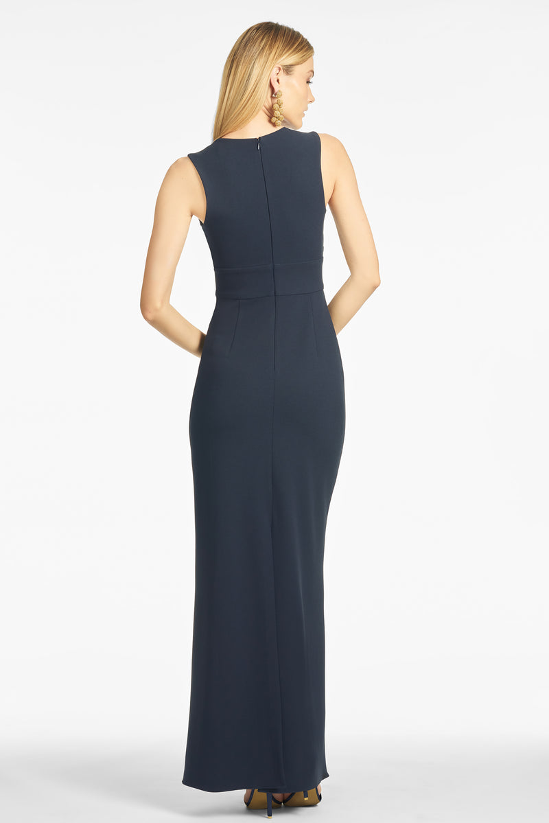 Loretta 4-Way Stretch Crepe Gown - Navy