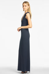 Loretta 4-Way Stretch Crepe Gown - Navy