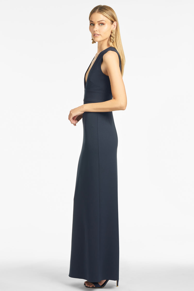 Loretta 4-Way Stretch Crepe Gown - Navy