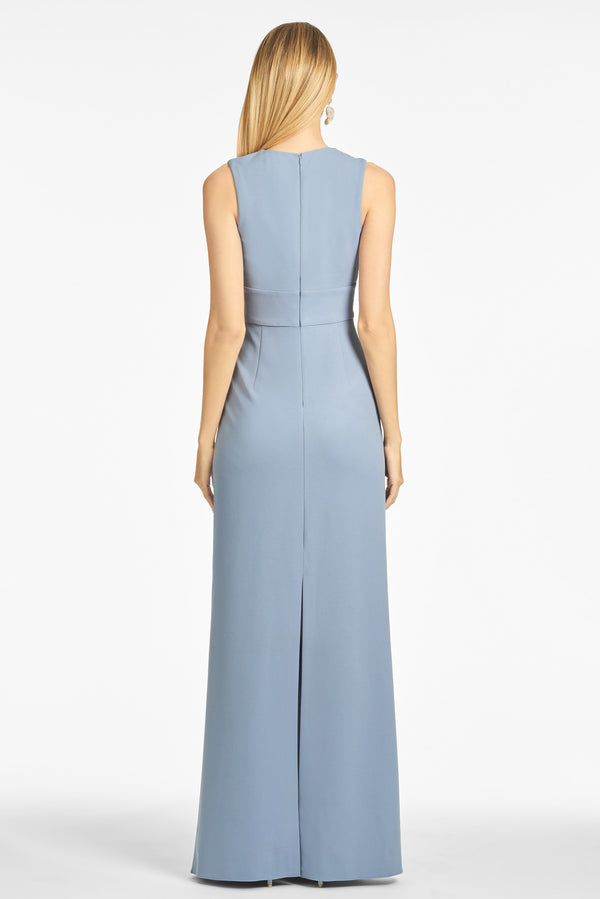 Loretta 4-Way Stretch Crepe Gown - Slate Blue