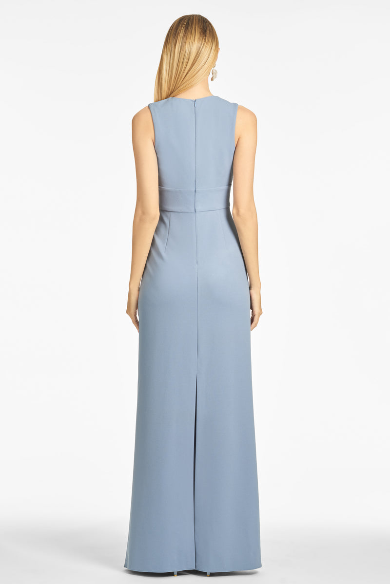 Loretta 4-Way Stretch Crepe Gown - Slate Blue