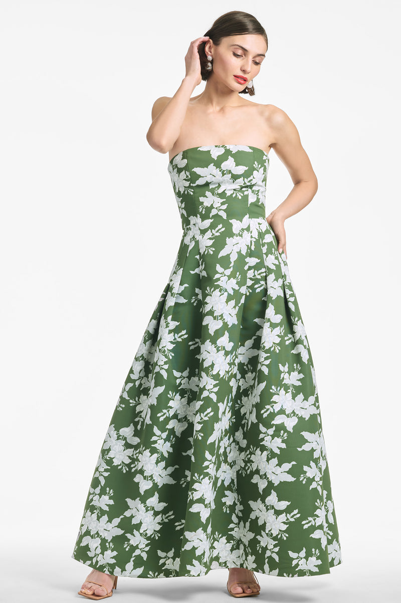 Margaux Gown - Green Narcissus - Final Sale