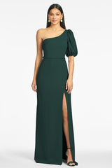 Nadia 4-Way Stretch Crepe Gown - Emerald