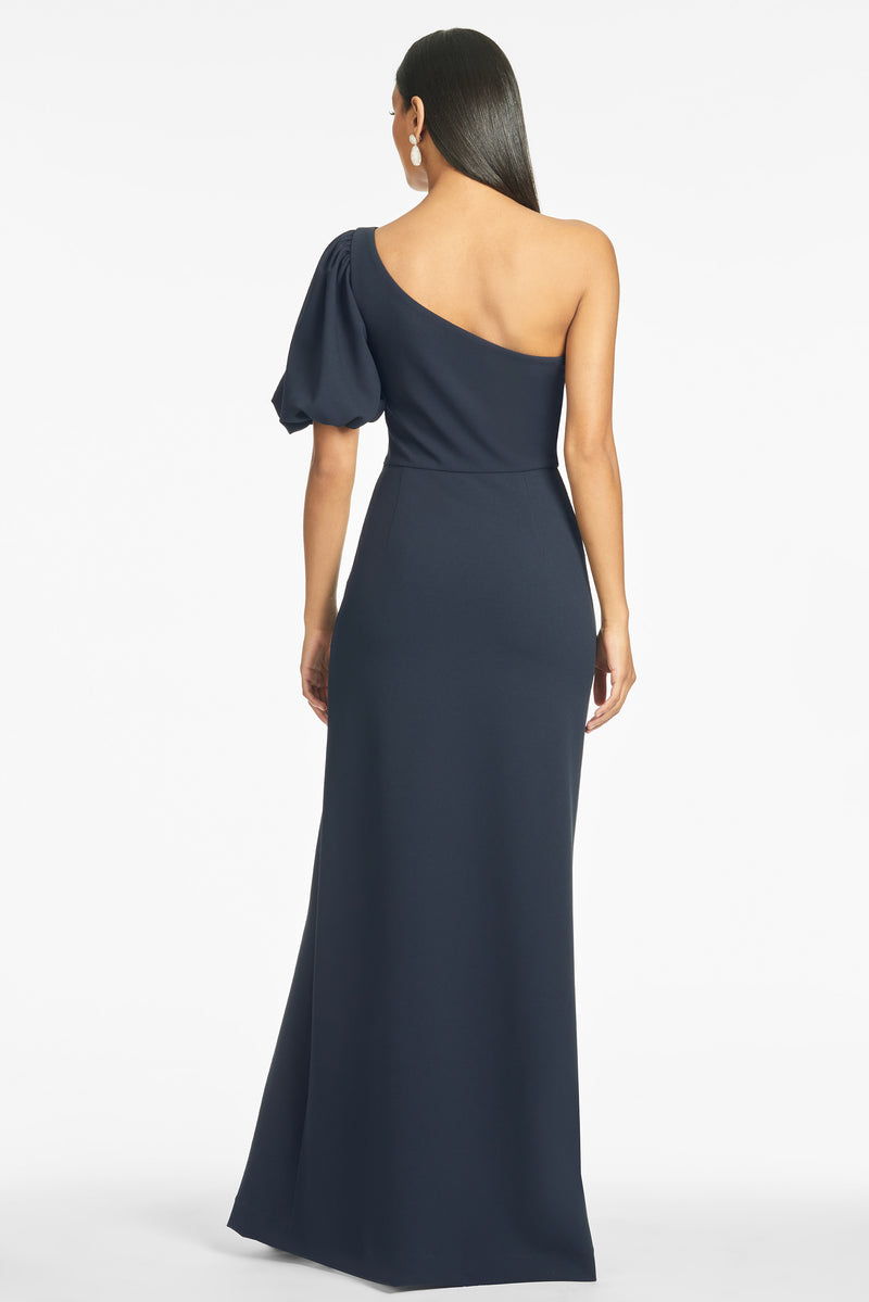 Nadia 4-Way Stretch Crepe Gown  - Navy