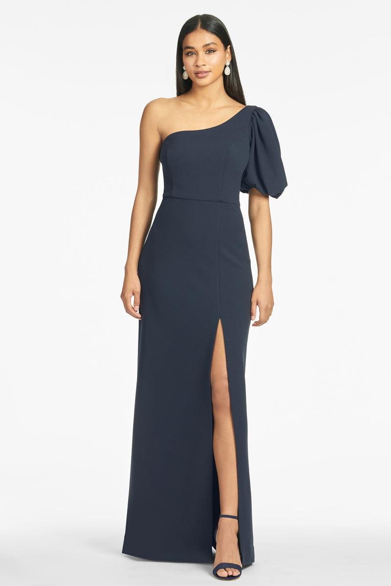Nadia 4-Way Stretch Crepe Gown  - Navy