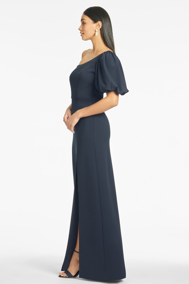 Nadia 4-Way Stretch Crepe Gown  - Navy