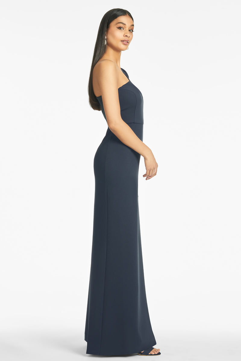 Nadia 4-Way Stretch Crepe Gown  - Navy