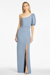 Nadia 4-Way Stretch Crepe Gown  - Slate Blue
