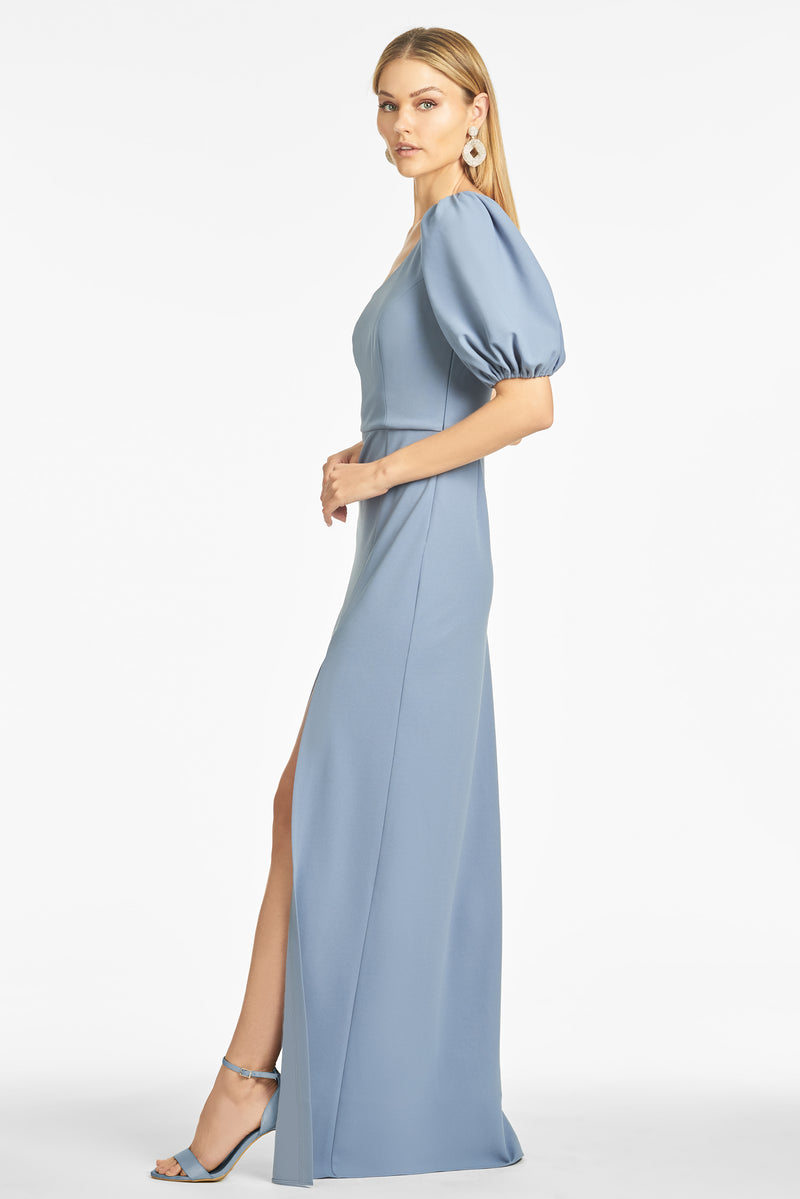 Nadia 4-Way Stretch Crepe Gown  - Slate Blue - Final Sale