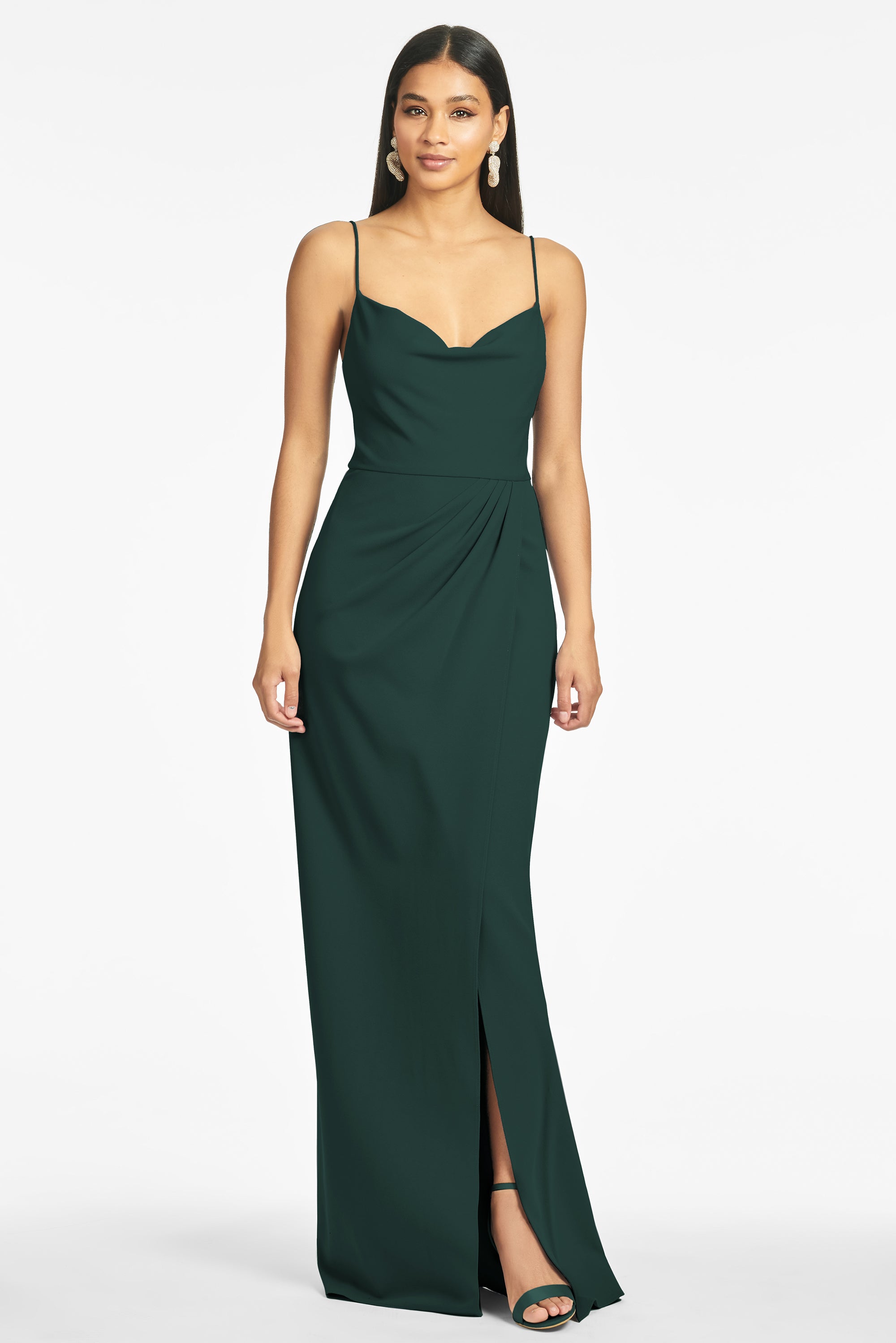 Paulina 4-Way Stretch Crepe Gown in Emerald - Sachin & Babi