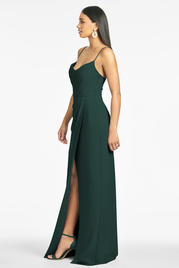 Paulina 4-Way Stretch Crepe Gown - Emerald