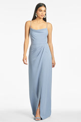 Paulina 4-Way Stretch Crepe Gown - Slate Blue