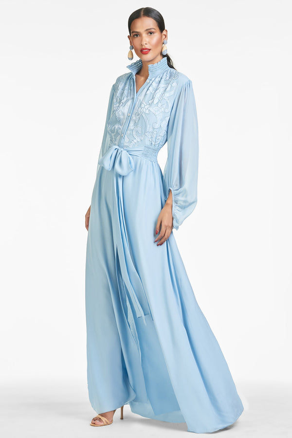 sachin and babi light blue dress Illusion Back Wedding Dresses