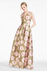 Brooke Gown - Green Ikat Floral