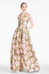 Brooke Gown - Green Ikat Floral