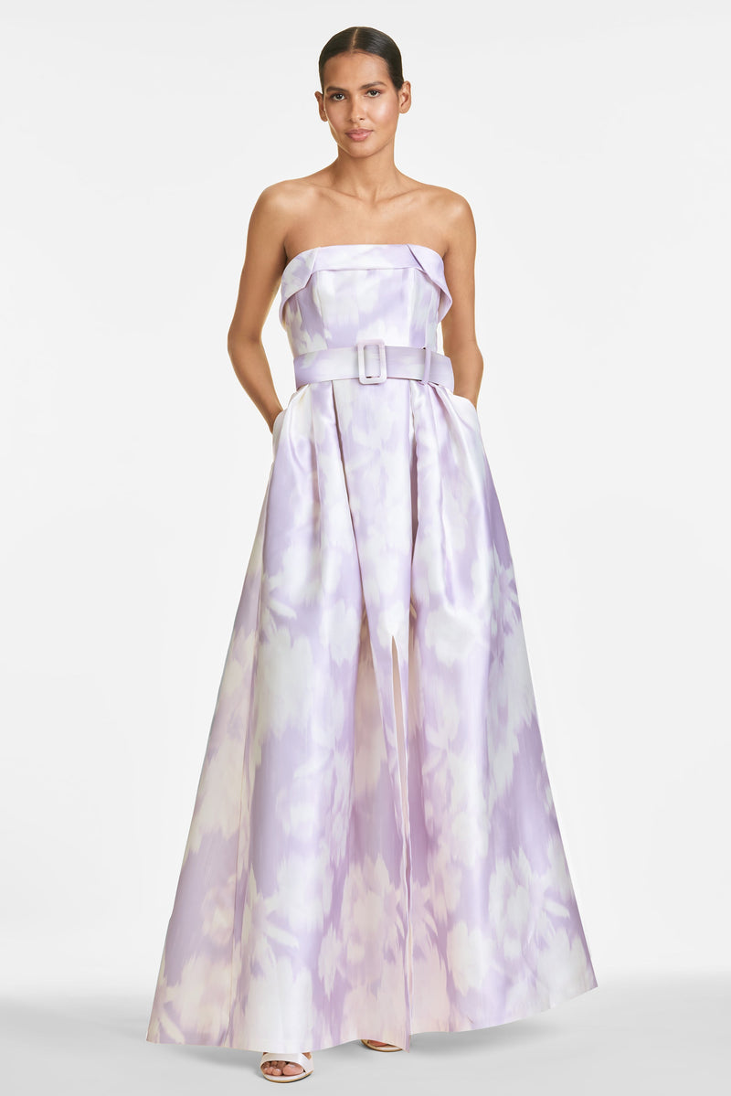 Brielle Gown in Violet Ice Ikat Floral - Sachin & Babi