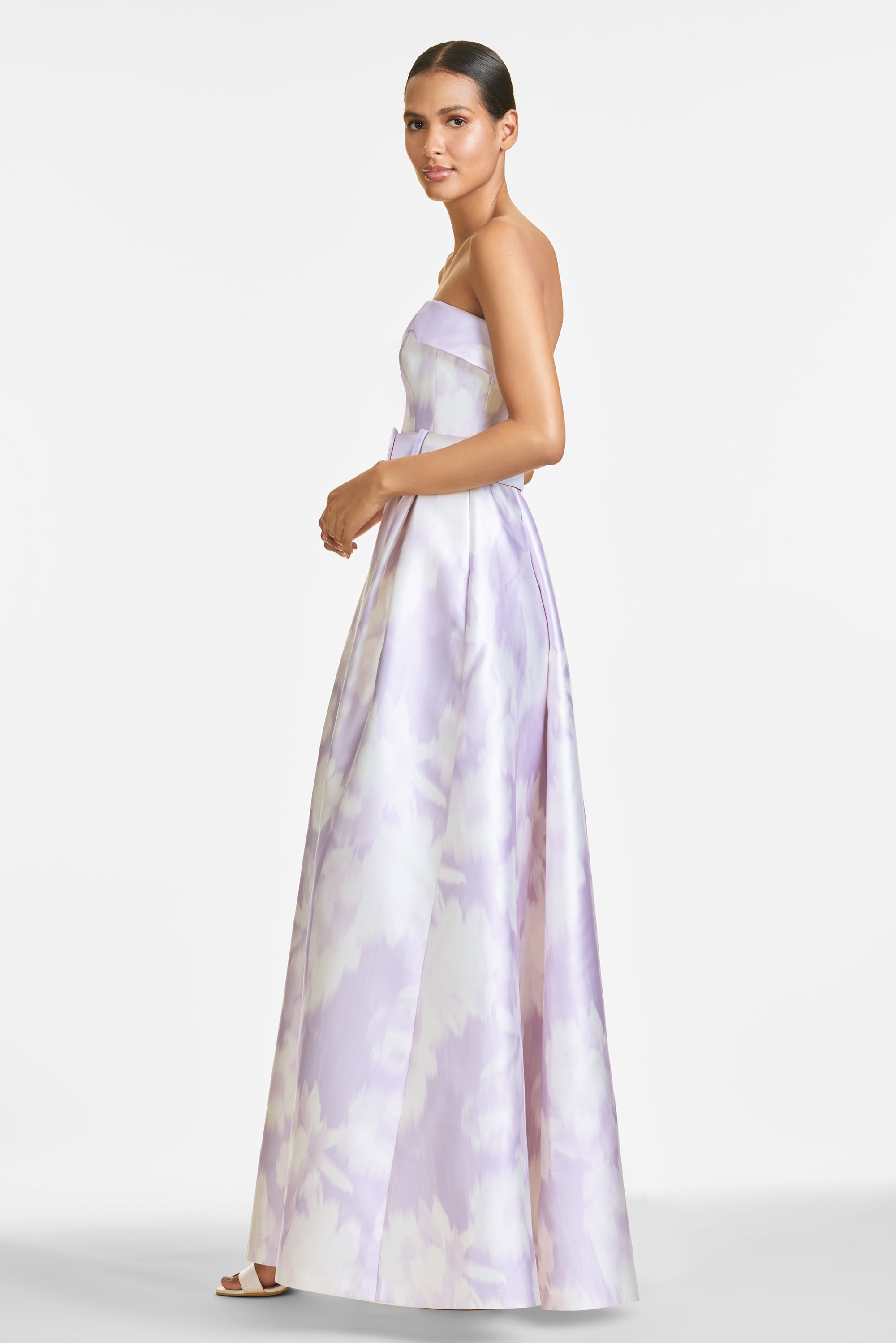 Brielle Gown in Violet Ice Ikat Floral - Sachin & Babi