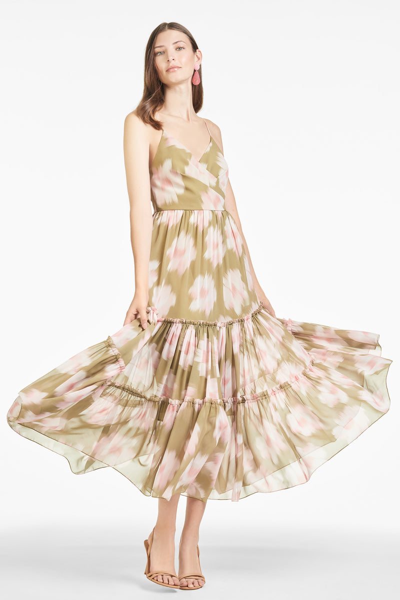 Dalia Dress - Green Floral Ikat - Final Sale