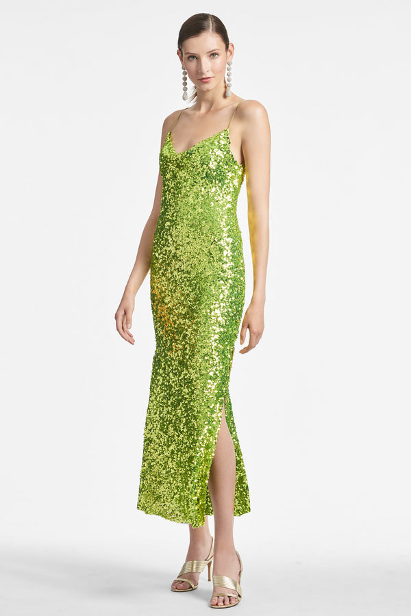 Sequin Sanza Dress - Chartreuse - Final Sale