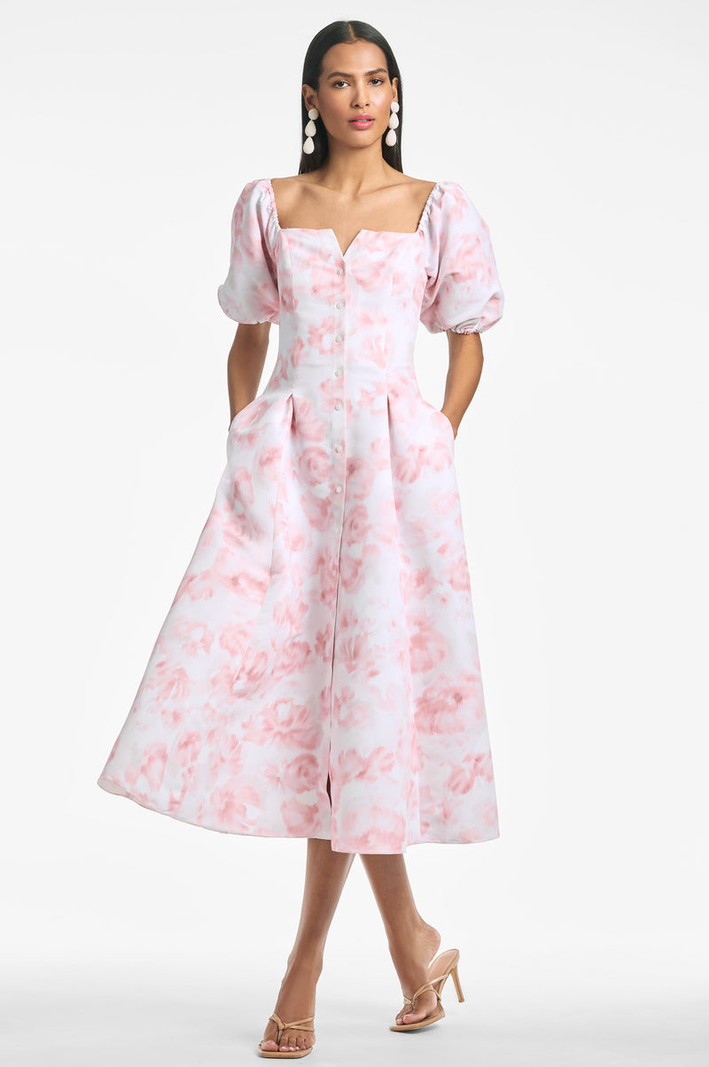 Shannon Dress - Blush Watercolor Floral