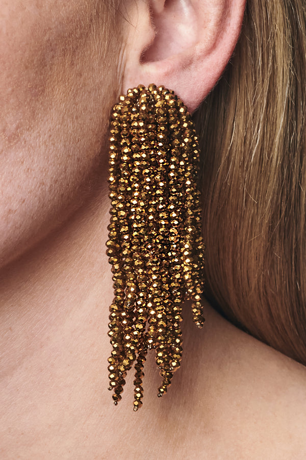 Fountain Earrings - Metallic Faceted Beads