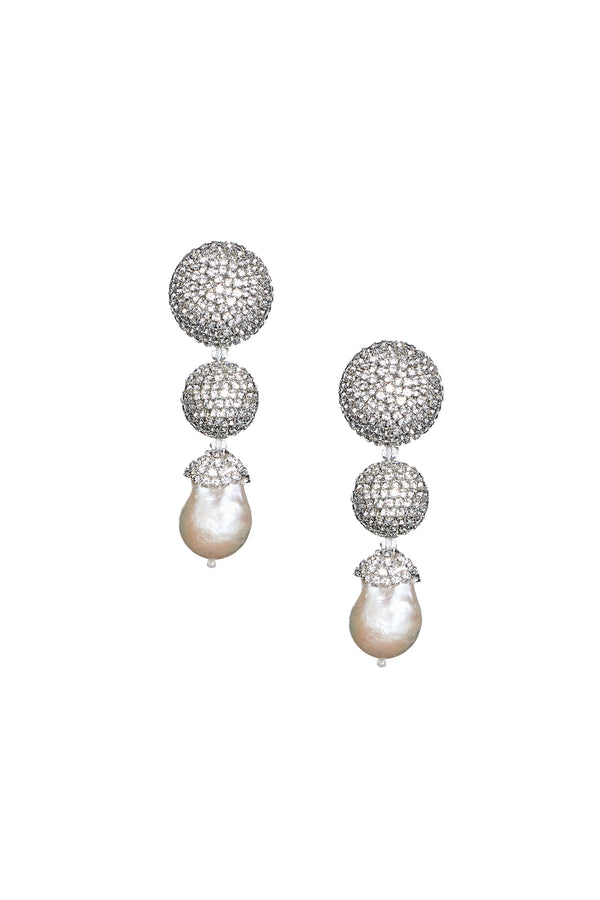Maribel Earrings - Crystals / Baroque Pearl