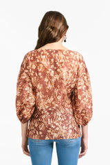 Mallory Blouse - Burgundy Peony Floral - Final Sale