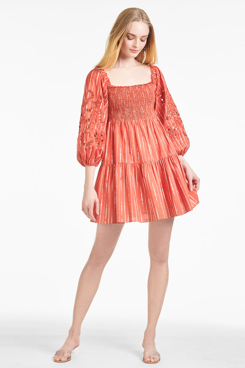 Lola Dress - Striped Orange Shibori - Final Sale