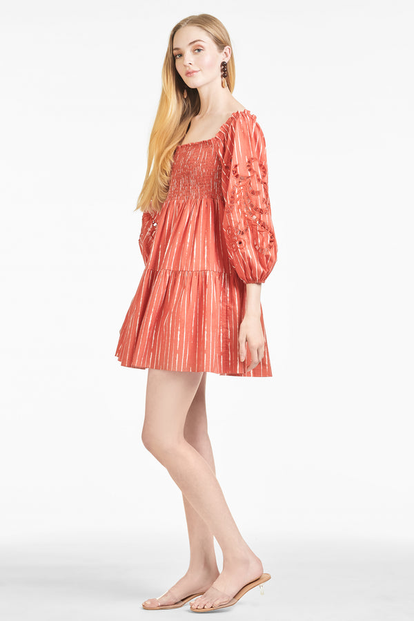 Lola Dress - Striped Orange Shibori - Final Sale