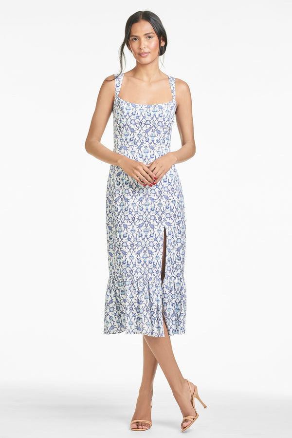 Laura Dress - Blue Vine Print - Final Sale