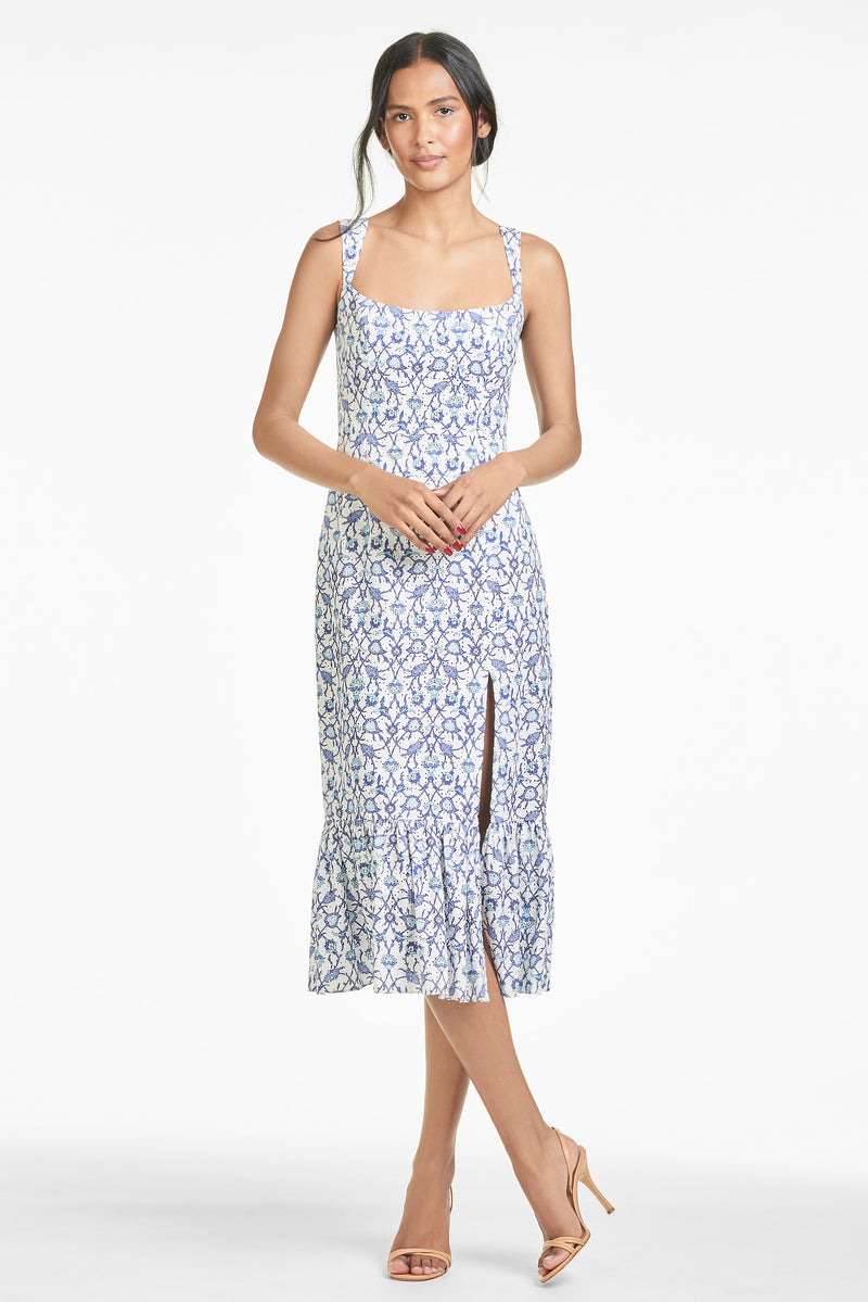 Laura Dress - Blue Vine Print - Final Sale