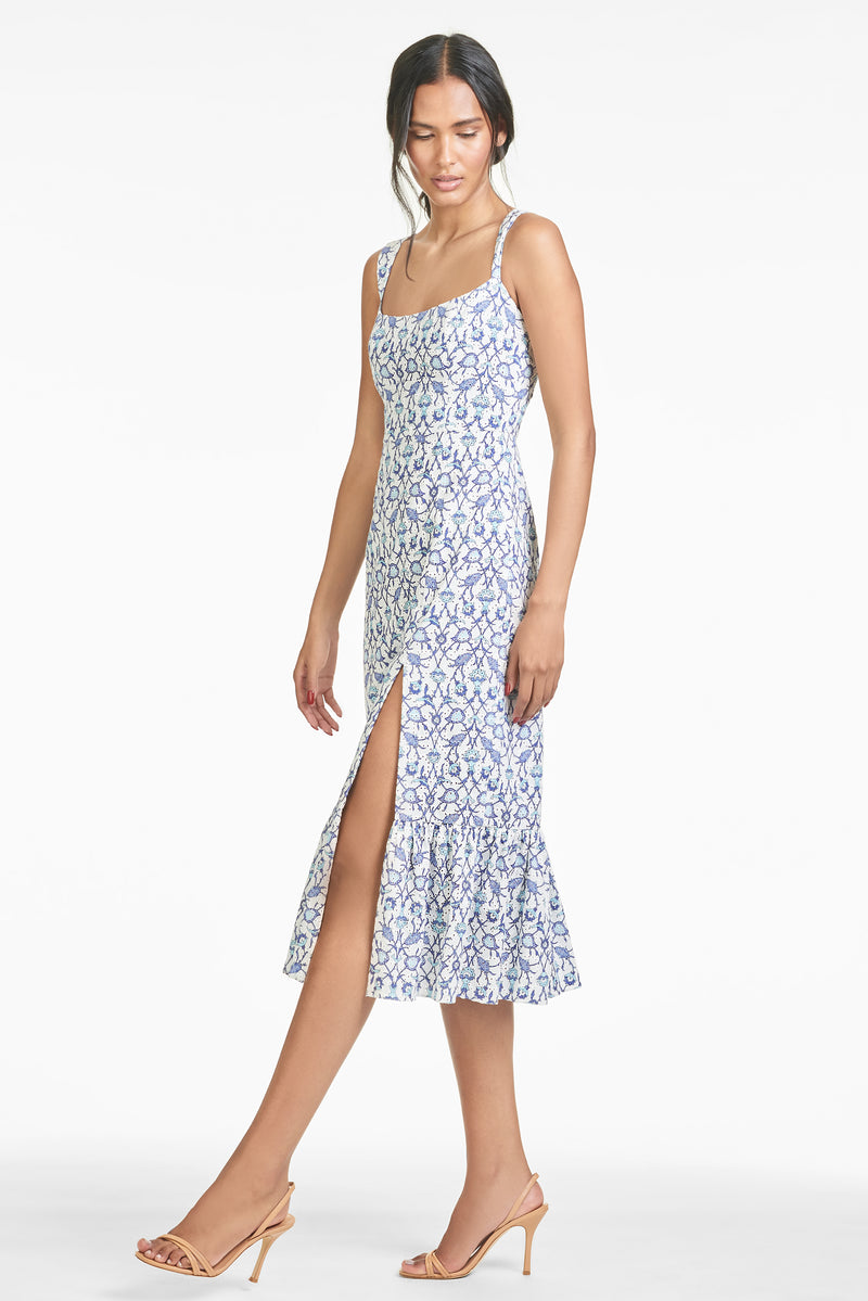 Laura Dress - Blue Vine Print - Final Sale